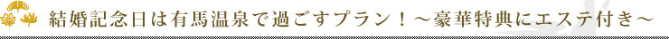 結婚記念日は有馬温泉で過ごすプラン!~豪華特典にエステ付き~