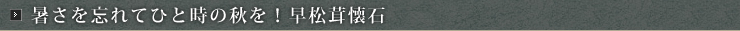 暑さを忘れてひと時の秋を！早松茸懐石