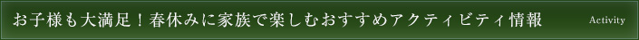 お子様も大満足!春休みに家族で楽しむおすすめアクティビティ情報