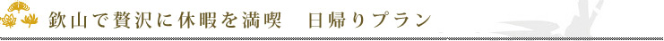 欽山で贅沢に休暇を満喫　日帰りプラン